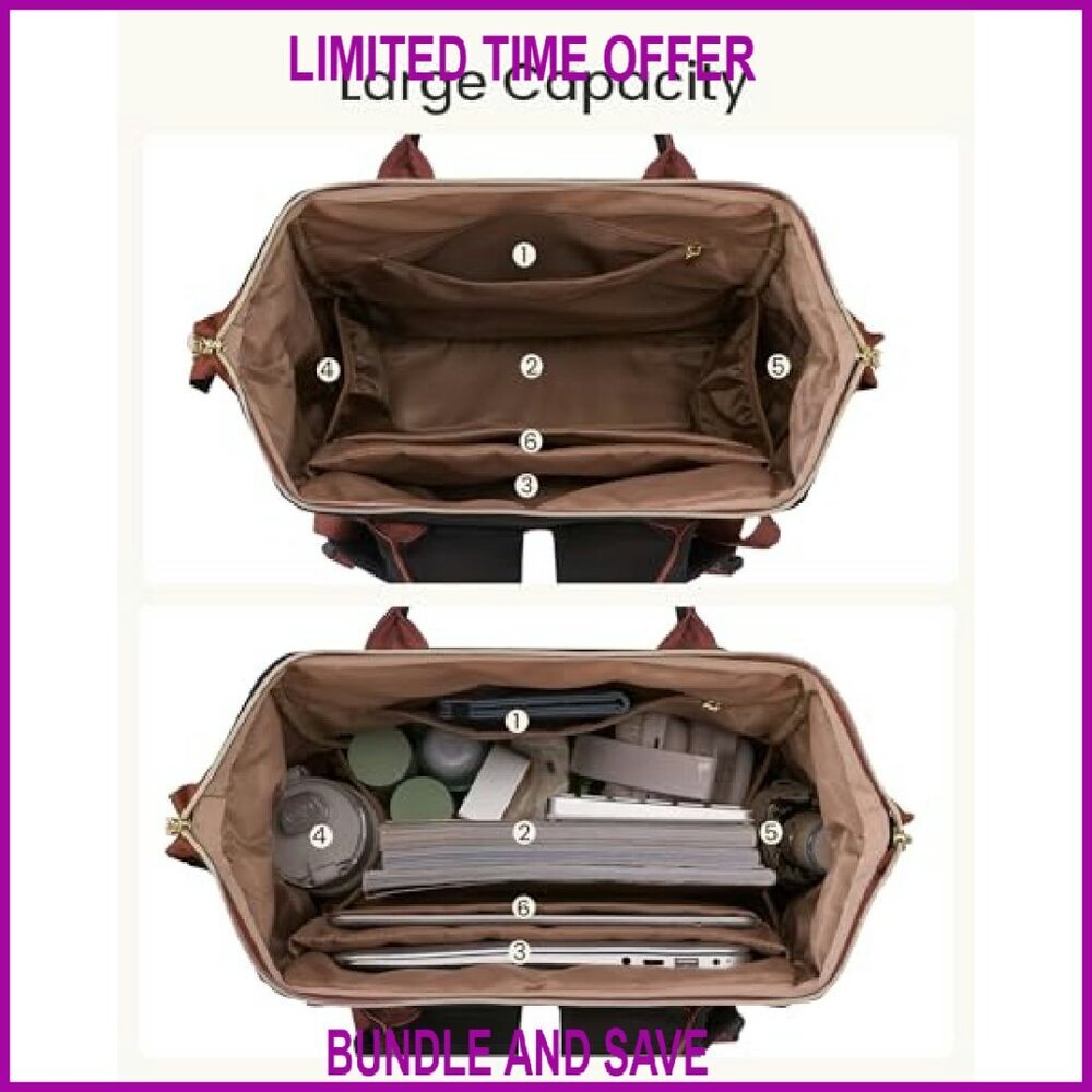 15.6 Inch Laptop Backpack with Tumbler Holder, Waterproof Travel Bag for Work - Picture 6 of 8
